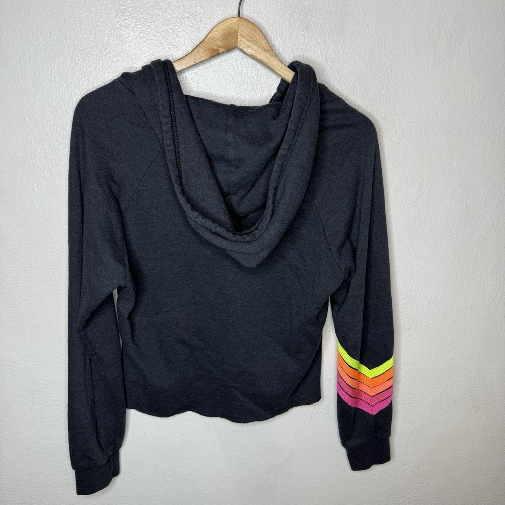 Aviator Nation Bolt Stitch Chevron Hoodie Sweatshirt Neon Women's Medium - Picture 6 of 14